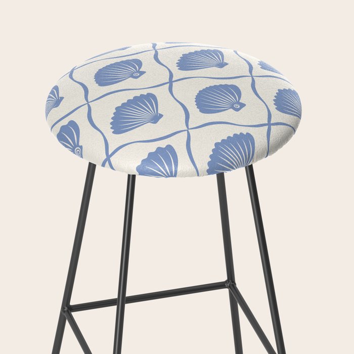 Coastal Ocean Blue Seashells Stool Gallery Image 2