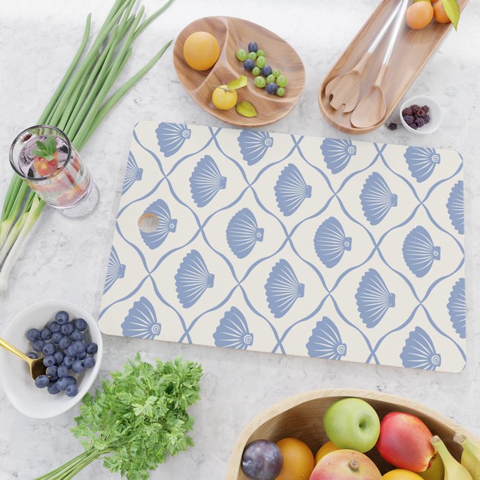Coastal Ocean Blue Seashells Cutting Board Gallery Image 2
