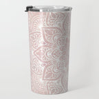 Mandala Yoga Love, Blush Pink Floral Travel Mug Gallery Image 3