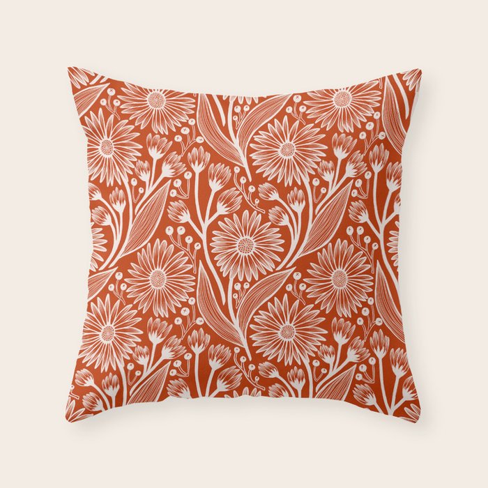 Rust Coneflowers Throw Pillow Gallery Image 1