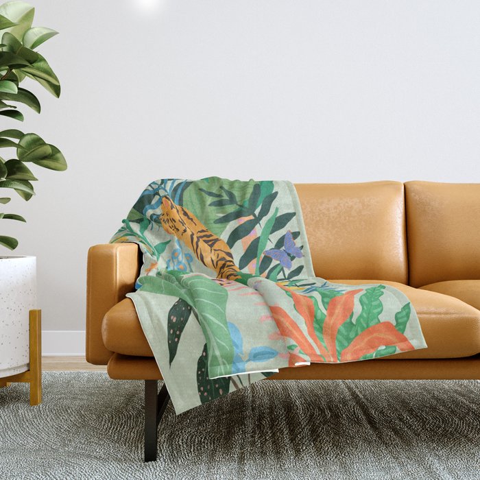 Tiger in Jungle  Throw Blanket Gallery Image 1