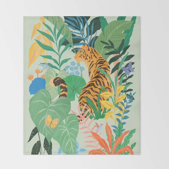 Tiger in Jungle  Throw Blanket Gallery Image 2