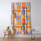 Vintage tropical summer patchwork tapestry pattern Window Curtain Gallery Image 5