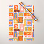 Vintage tropical summer patchwork tapestry pattern Wrapping Paper Gallery Image 1