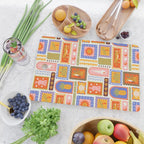 Vintage tropical summer patchwork tapestry pattern Cutting Board Gallery Image 2
