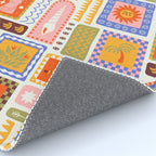Vintage tropical summer patchwork tapestry pattern Rug Gallery Image 4
