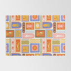 Vintage tropical summer patchwork tapestry pattern Rug Gallery Image 2