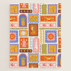 Vintage tropical summer patchwork tapestry pattern Jigsaw Puzzle Gallery Image 1