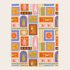 Vintage tropical summer patchwork tapestry pattern Poster Gallery Image 4