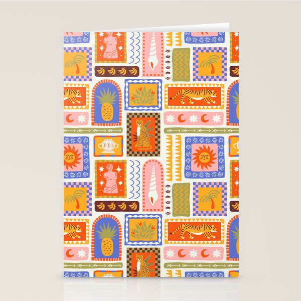 Vintage tropical summer patchwork tapestry pattern Stationery Card Gallery Image 2