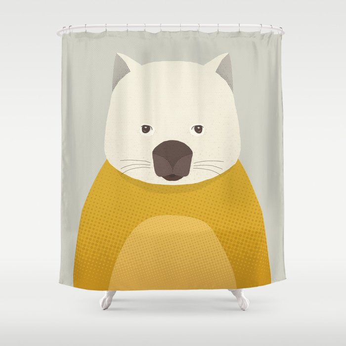 Whimsy Wombat, Animal Portrait Shower Curtain Gallery Image 1