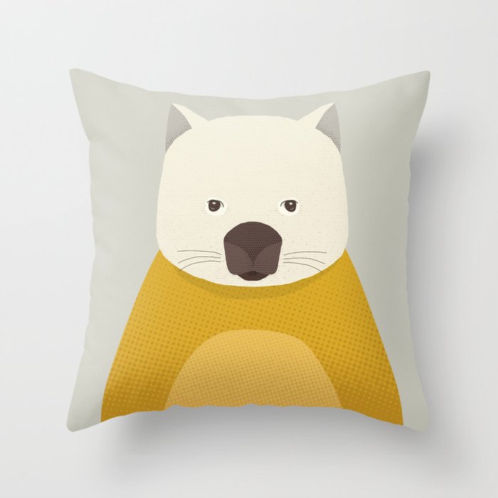 Whimsy Wombat, Animal Portrait Throw Pillow Gallery Image 6