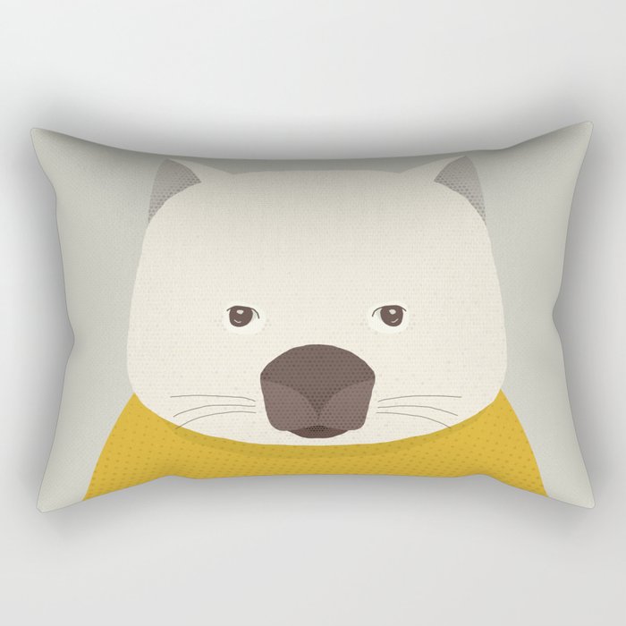 Whimsy Wombat, Animal Portrait Rectangular Pillow Gallery Image 2