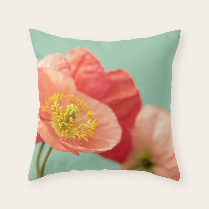 Pastel Poppy #1 Throw Pillow Gallery Image 6