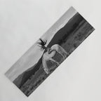 Wild horses couldn't take you from me; young woman on a white horse throwing her hair black wilderness black and white photograph - photography - photographs Yoga Mat Gallery Image 1