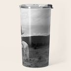 Wild horses couldn't take you from me; young woman on a white horse throwing her hair black wilderness black and white photograph - photography - photographs Travel Mug Gallery Image 2