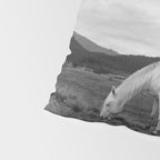 Wild horses couldn't take you from me; young woman on a white horse throwing her hair black wilderness black and white photograph - photography - photographs Pillow Sham Gallery Image 4