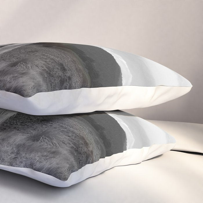 Wild horses couldn't take you from me; young woman on a white horse throwing her hair black wilderness black and white photograph - photography - photographs Pillow Sham Gallery Image 3
