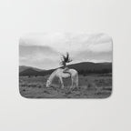 Wild horses couldn't take you from me; young woman on a white horse throwing her hair black wilderness black and white photograph - photography - photographs Bath Mat Gallery Image 1