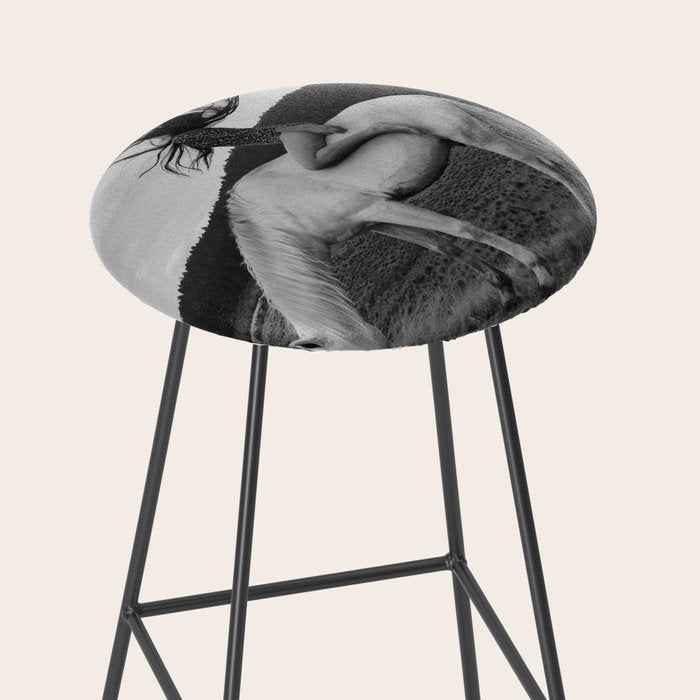 Wild horses couldn't take you from me; young woman on a white horse throwing her hair black wilderness black and white photograph - photography - photographs Stool Gallery Image 2