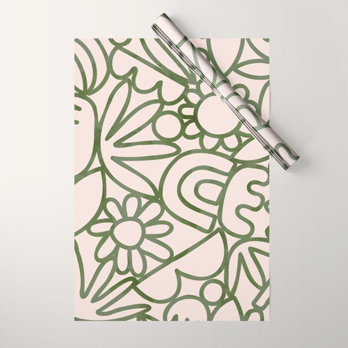Abstract organic nature shape art print Wrapping Paper Gallery Image 1
