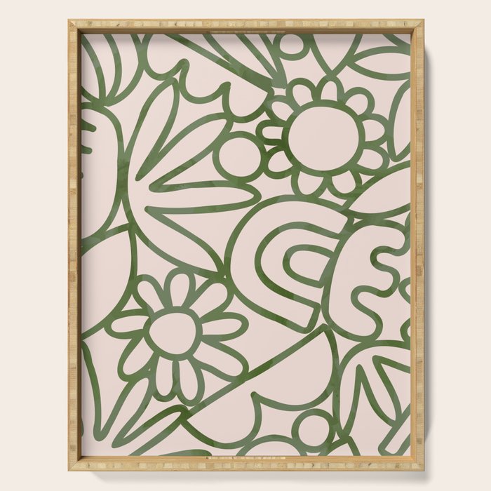 Abstract organic nature shape art print Serving Tray Gallery Image 1
