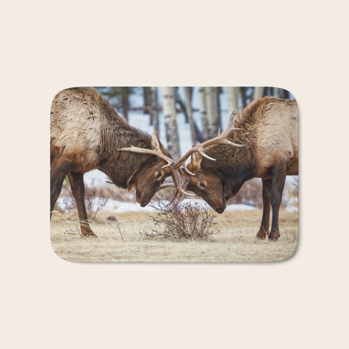 Elk In Rut Rocky Mountain National Park Colorado Wildlife Bath Mat Gallery Image 1