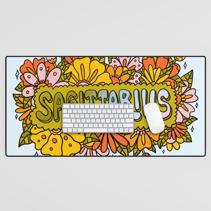 Sagittarius Flowers Desk Mat Gallery Image 1
