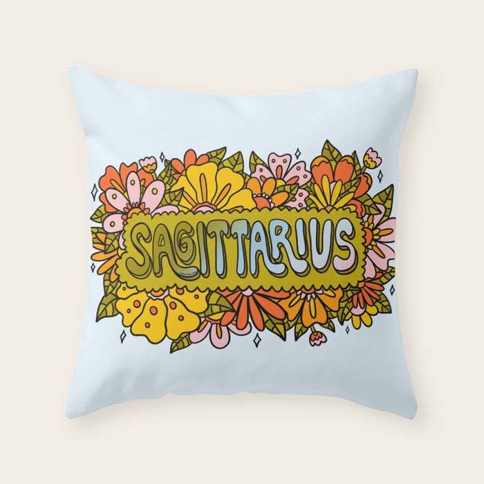 Sagittarius Flowers Throw Pillow Gallery Image 6