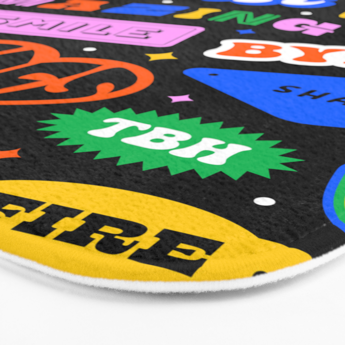 Fun retro quote sticker pattern Bath Mat Gallery Image 3