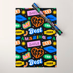 Fun retro quote sticker pattern Wrapping Paper Gallery Image 1