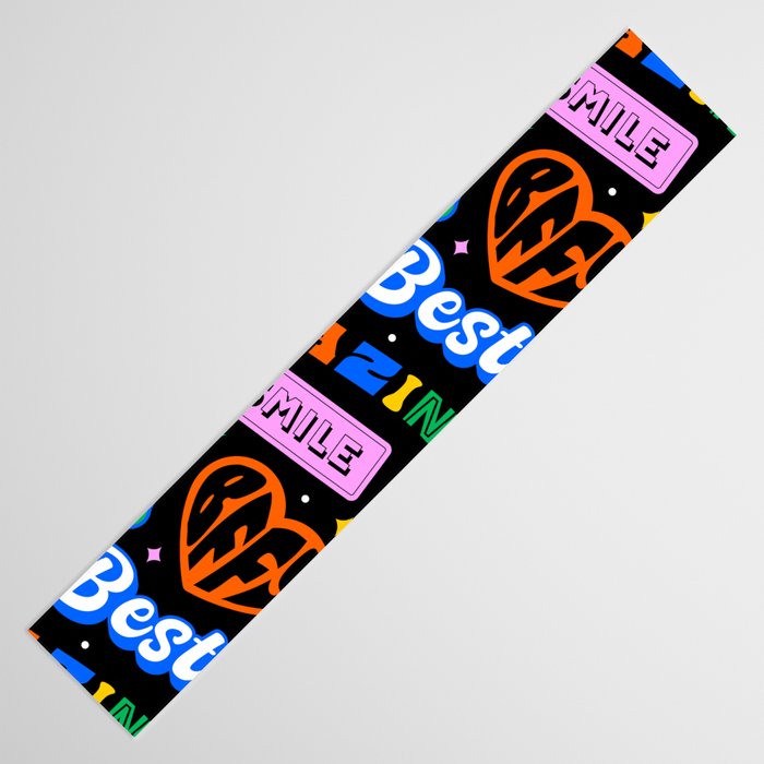 Fun retro quote sticker pattern Table Runner Gallery Image 3