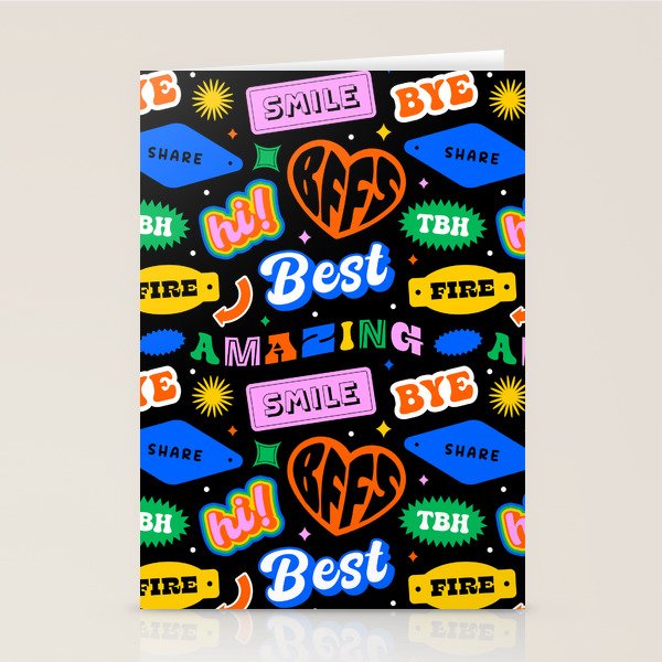 Fun retro quote sticker pattern Stationery Card Gallery Image 2