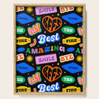 Fun retro quote sticker pattern Serving Tray Gallery Image 1