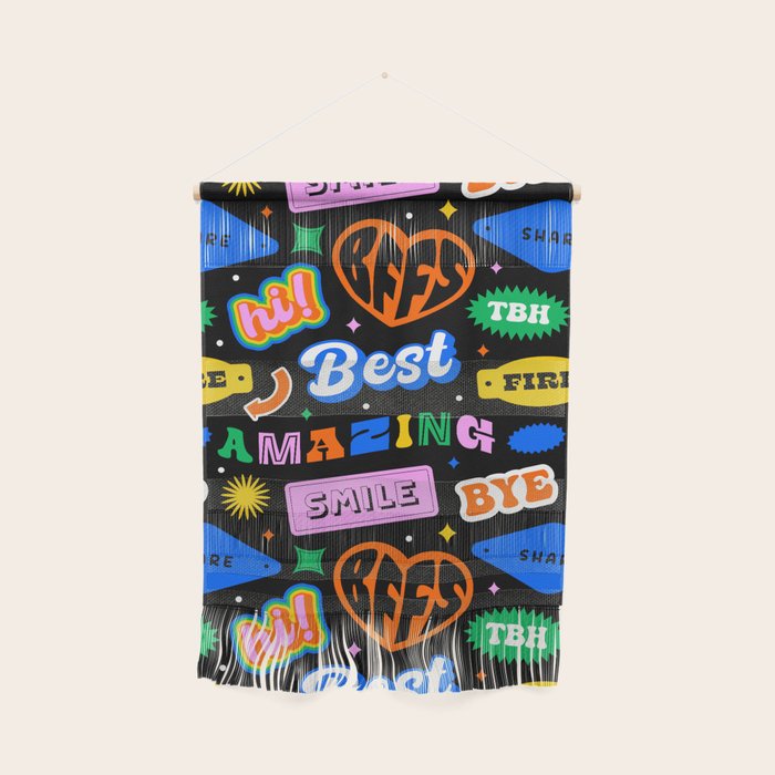 Fun retro quote sticker pattern Wall Hanging Gallery Image 1