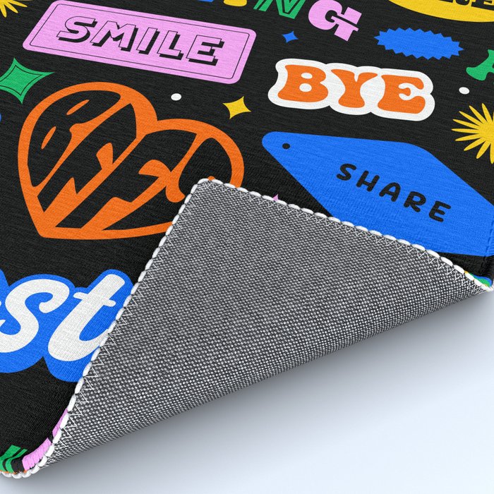 Fun retro quote sticker pattern Rug Gallery Image 4