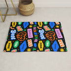 Fun retro quote sticker pattern Rug Gallery Image 1