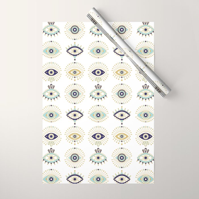 Evil Eye Collection on White Wrapping Paper Gallery Image 1