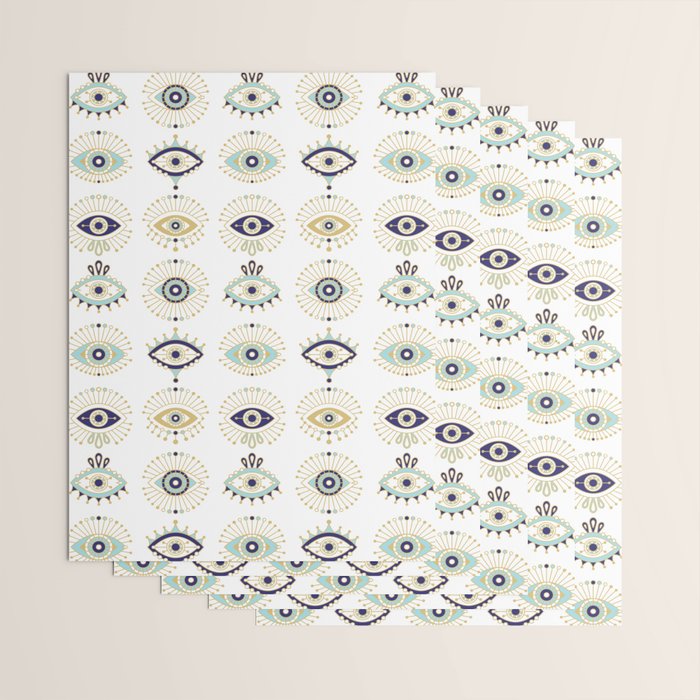 Evil Eye Collection on White Wrapping Paper Gallery Image 3