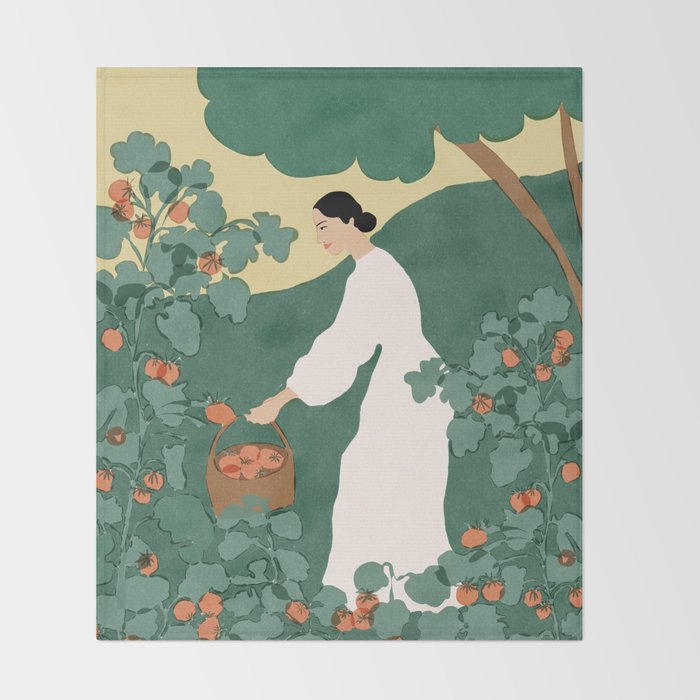 Tomato Girl Summer Throw Blanket Gallery Image 2