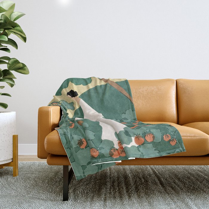 Tomato Girl Summer Throw Blanket Gallery Image 1