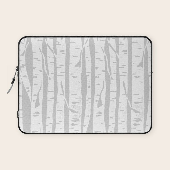 Woodcut Birches Grey Laptop Sleeve Gallery Image 1