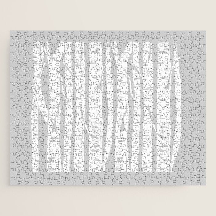 Woodcut Birches Grey Jigsaw Puzzle Gallery Image 1