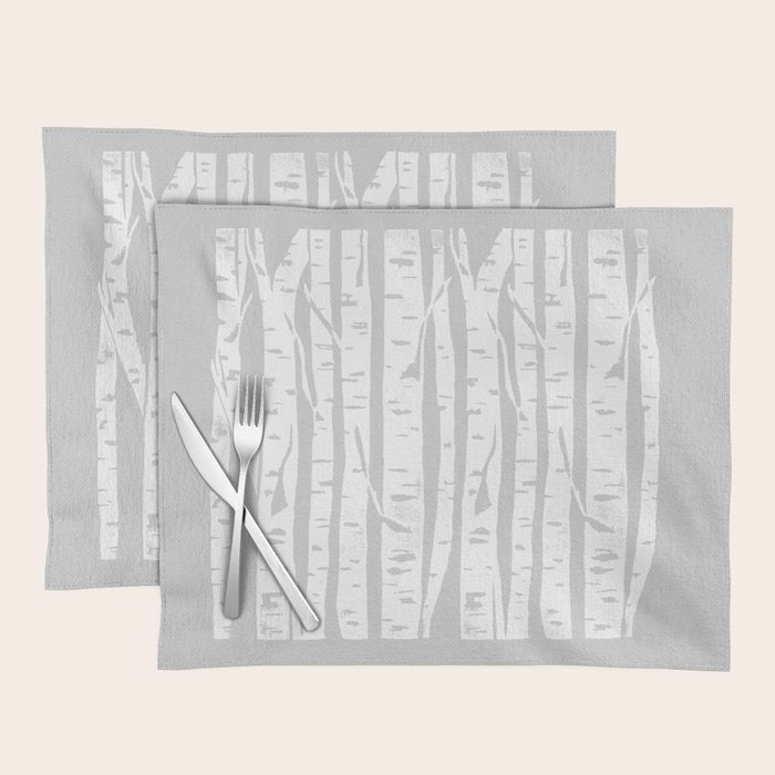 Woodcut Birches Grey Placemat Gallery Image 1