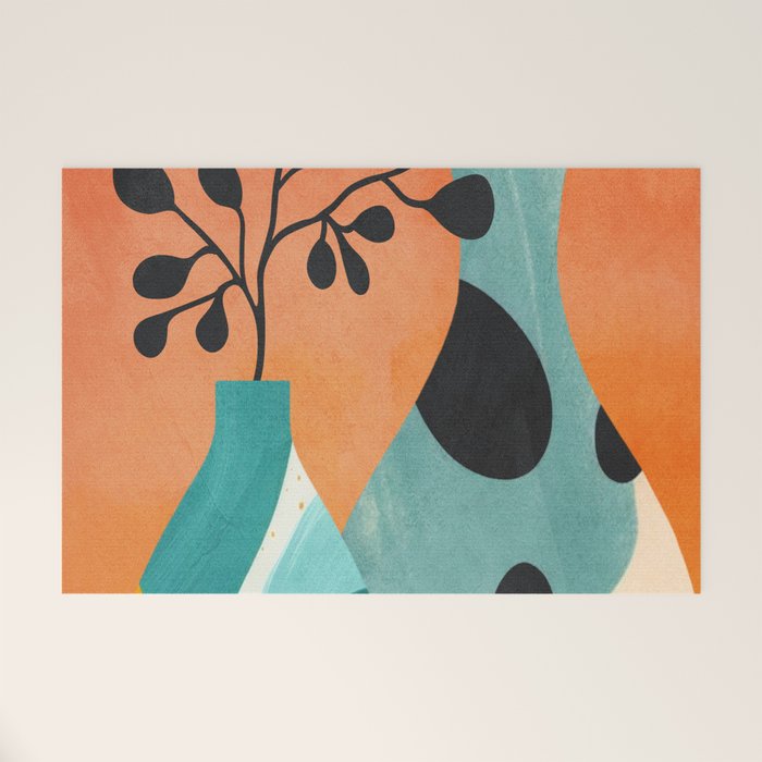 Modern Abstract Vases with Plant 2 Welcome Mat Gallery Image 1