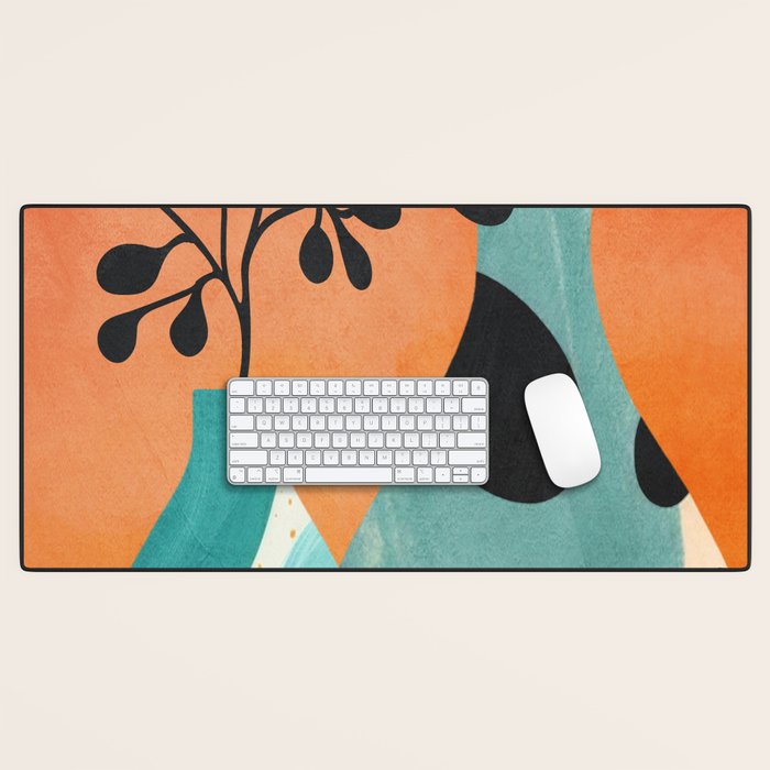 Modern Abstract Vases with Plant 2 Desk Mat Gallery Image 1