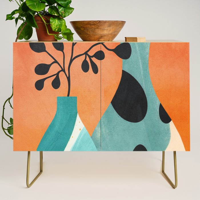 Modern Abstract Vases with Plant 2 Credenza Gallery Image 1