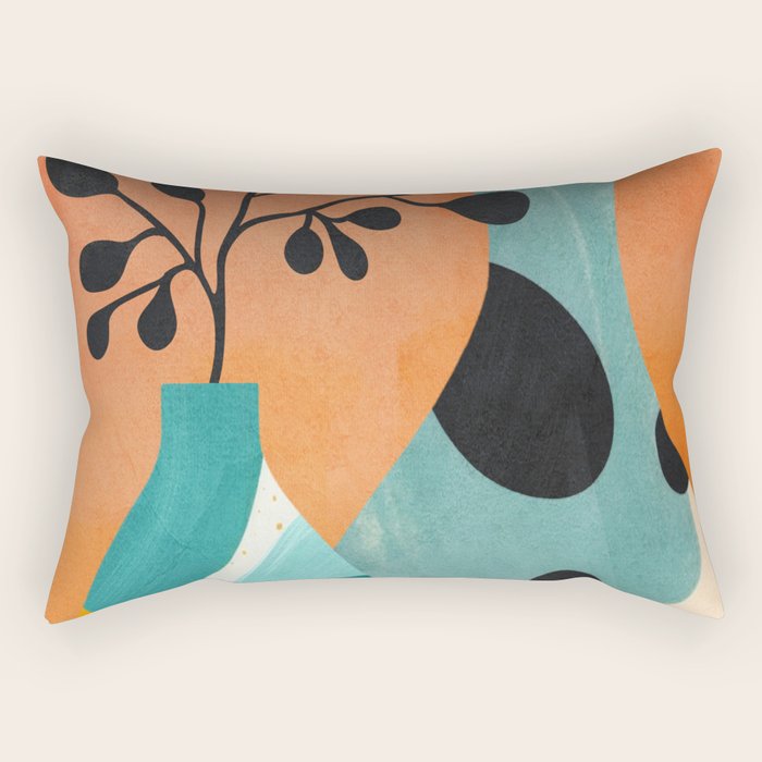 Modern Abstract Vases with Plant 2 Rectangular Pillow Gallery Image 1