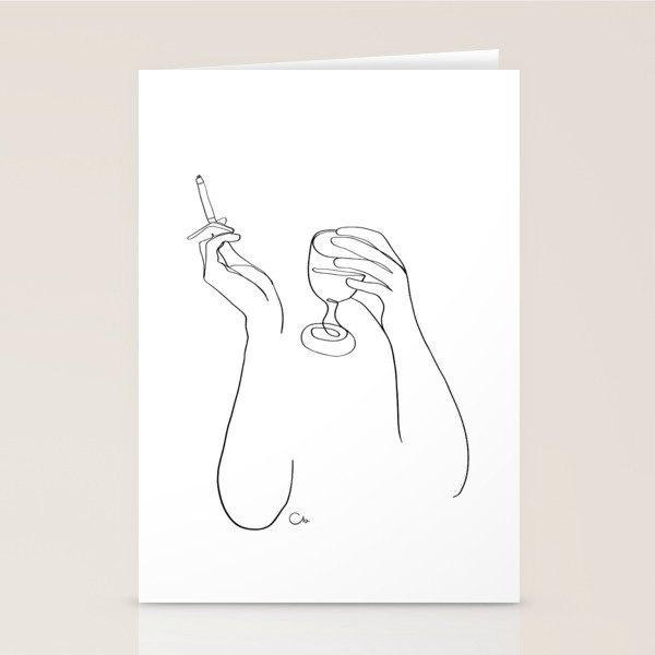Wine & Cigarettes Stationery Card Gallery Image 2