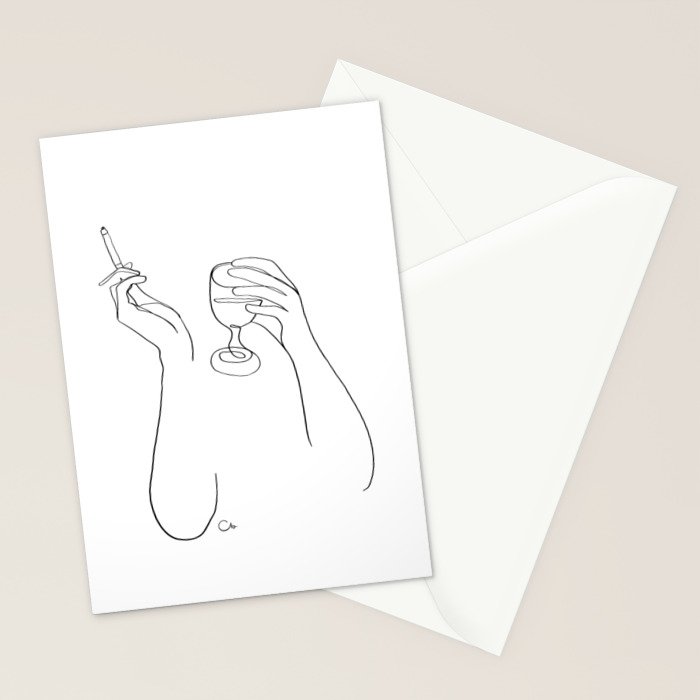 Wine & Cigarettes Stationery Card Gallery Image 2